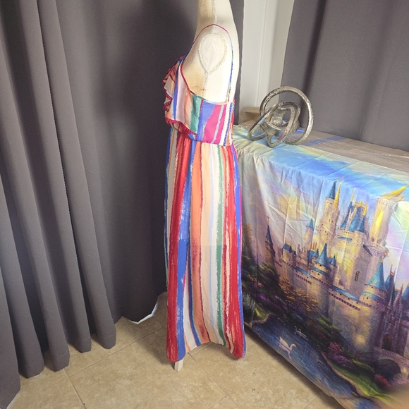 Candies Maxi Dress Womens L‎ Colorful Striped Summer Pool Slip Y2K Boho - Picture 4 of 14